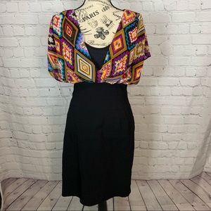 Fitted black dress geometric top Nicole Miller 6